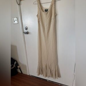 Ralph Lauren Silk Cream Polka Dot Maxi Dress